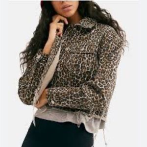 Free People Leopard Print Jean Jacket